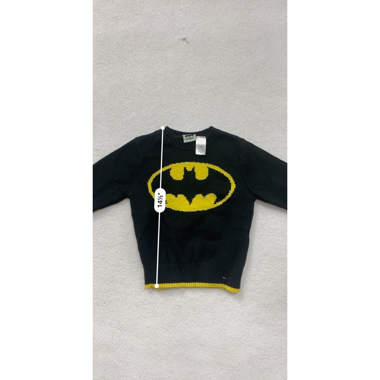 Boys 4T Black & Yellow Batman Logo Sweater With Ribbed Cuffs & Hem #6847
