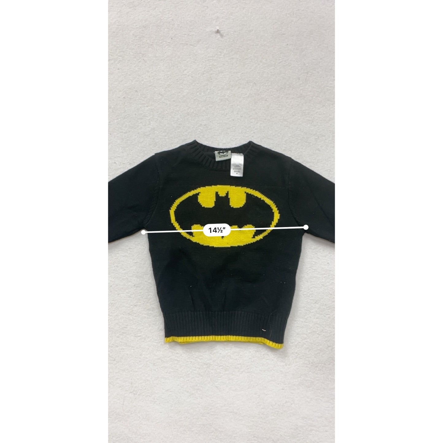 Boys 4T Black & Yellow Batman Logo Sweater With Ribbed Cuffs & Hem #6847