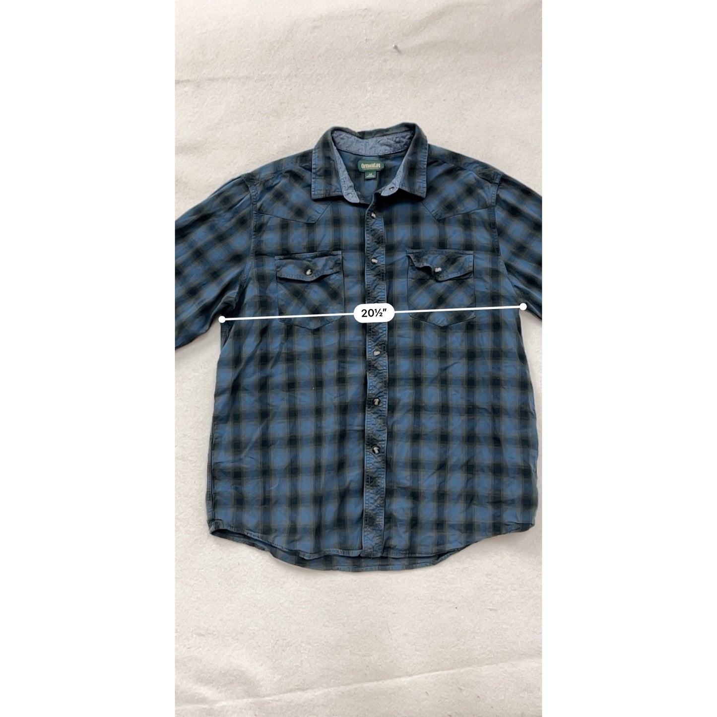 Mens Outdoor Life Blue & Black Plaid Button-Up Long Sleeve Shirt L #8914