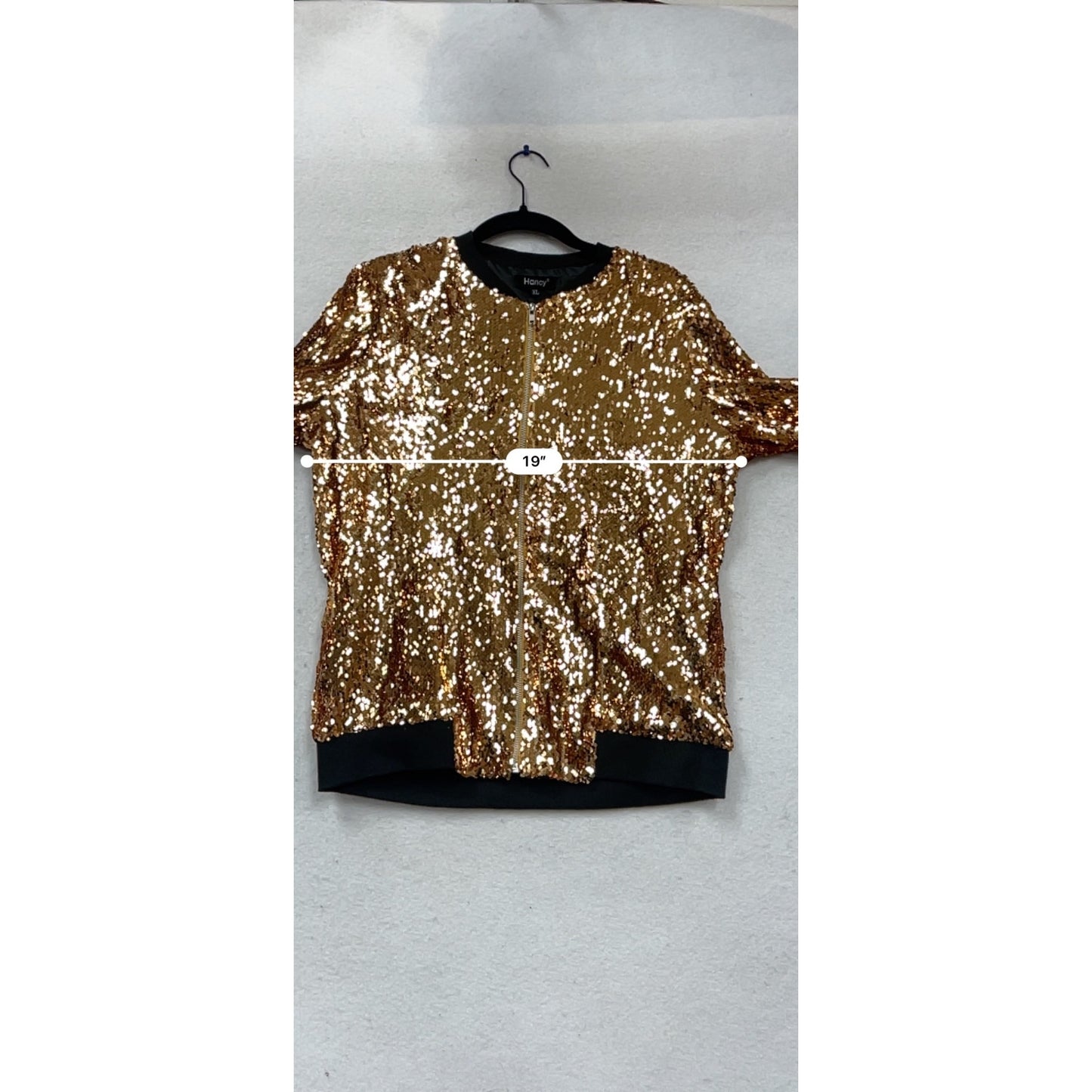 Gold Sequin Bomber Jacket XL By Hancy Polyester #120C
