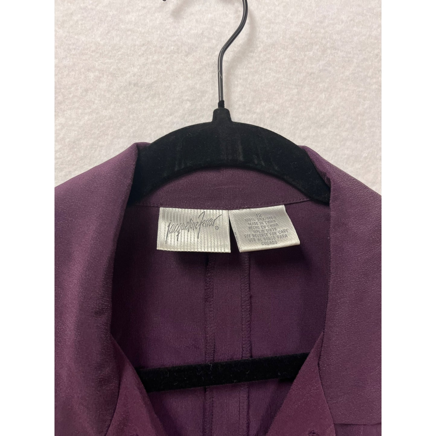 Women’s Jacqueline Ferrar Purple Silk Button-Up Blouse #6042