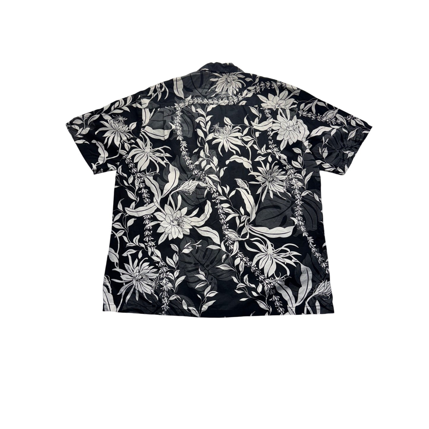 Ho Aloha Made In Hawaii Floral Black & White Hawaiian Shirt #7965