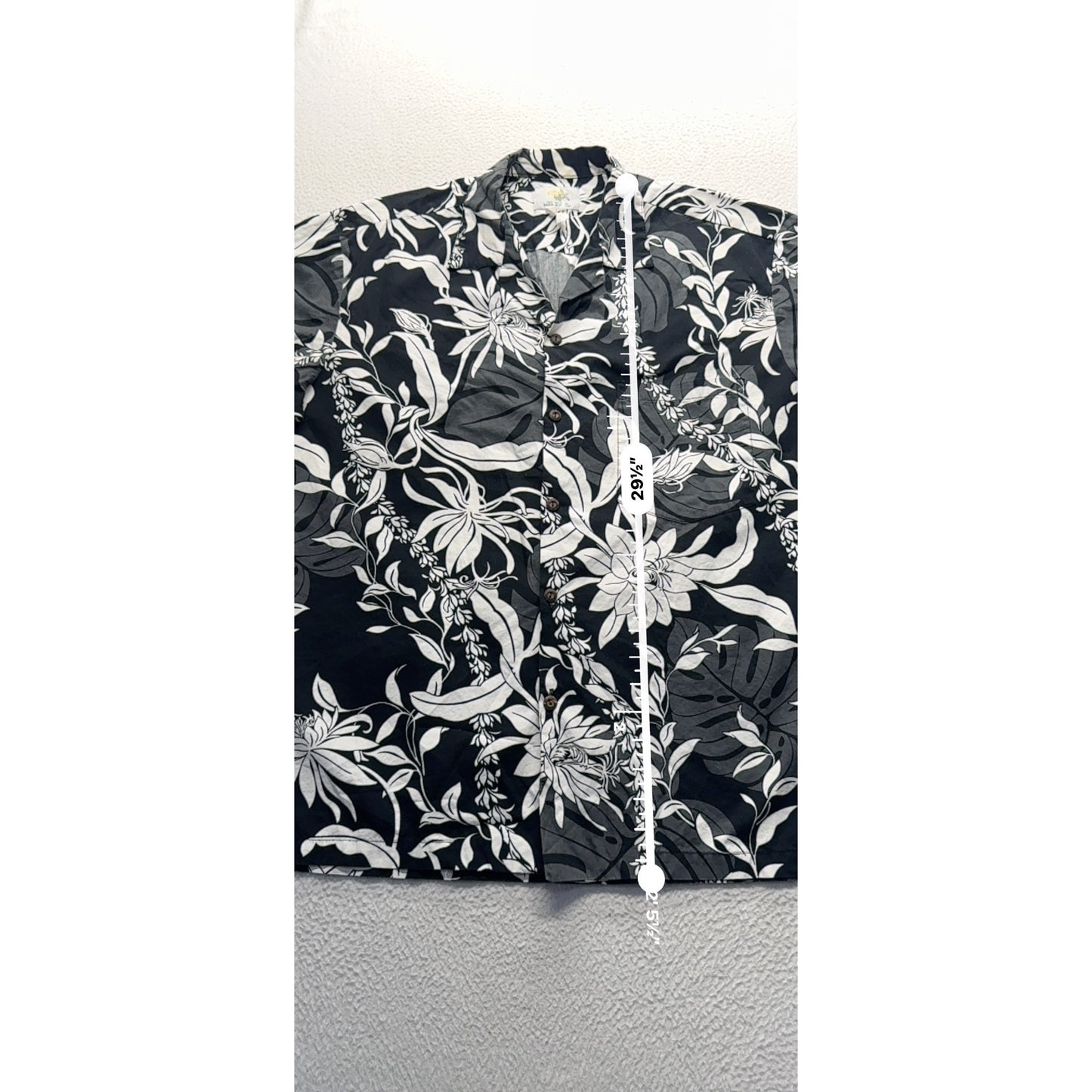 Ho Aloha Made In Hawaii Floral Black & White Hawaiian Shirt #7965