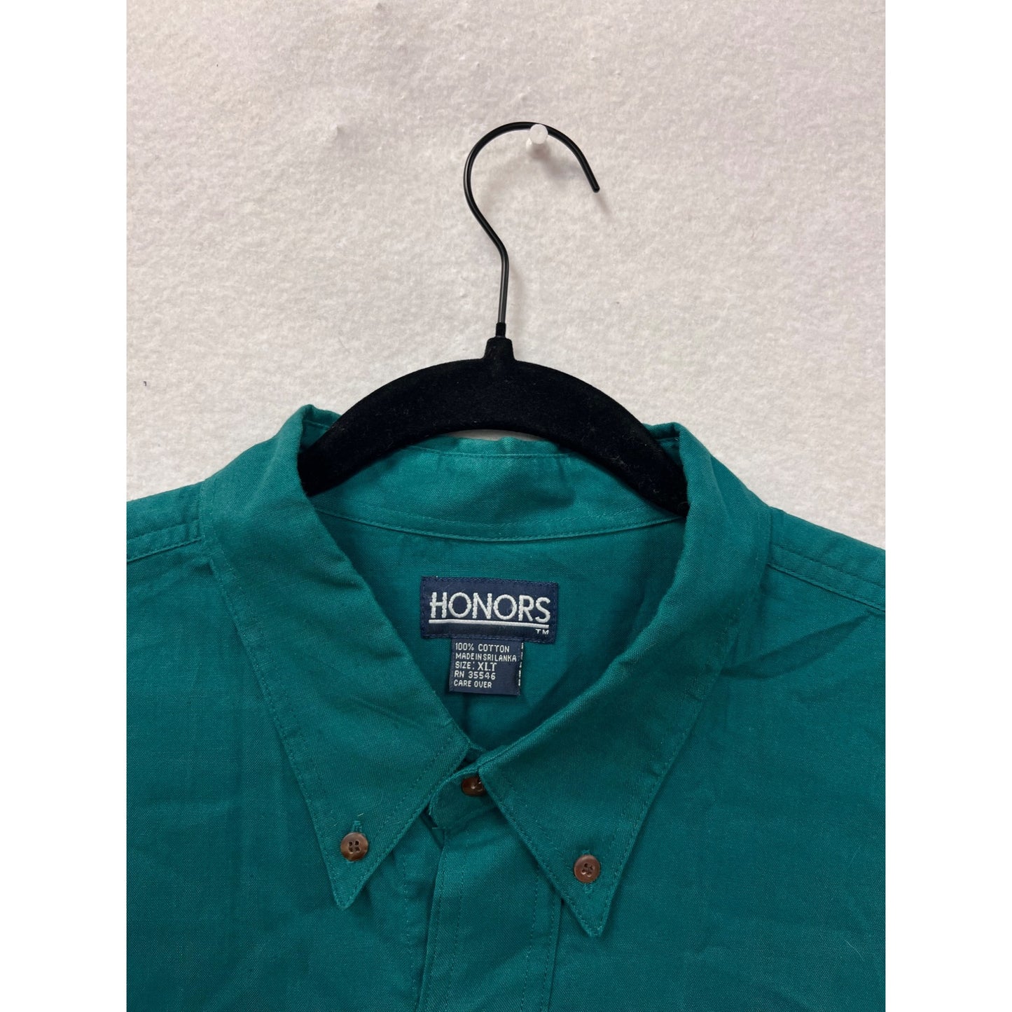 Mens Honors Teal XL Tall Short Sleeve Button-Up Shirt 100% Cotton Vintage Style #6933
