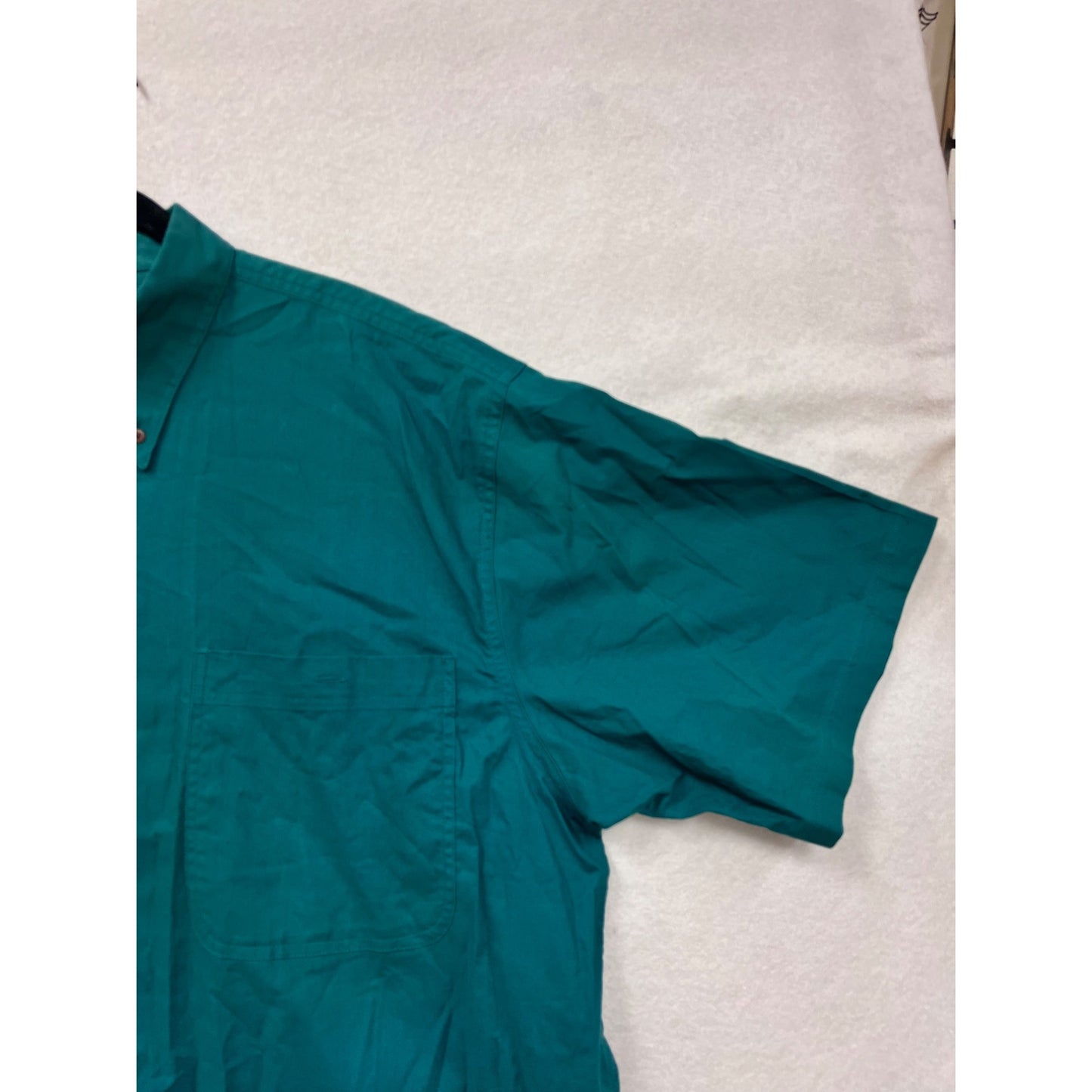 Mens Honors Teal XL Tall Short Sleeve Button-Up Shirt 100% Cotton Vintage Style #6933