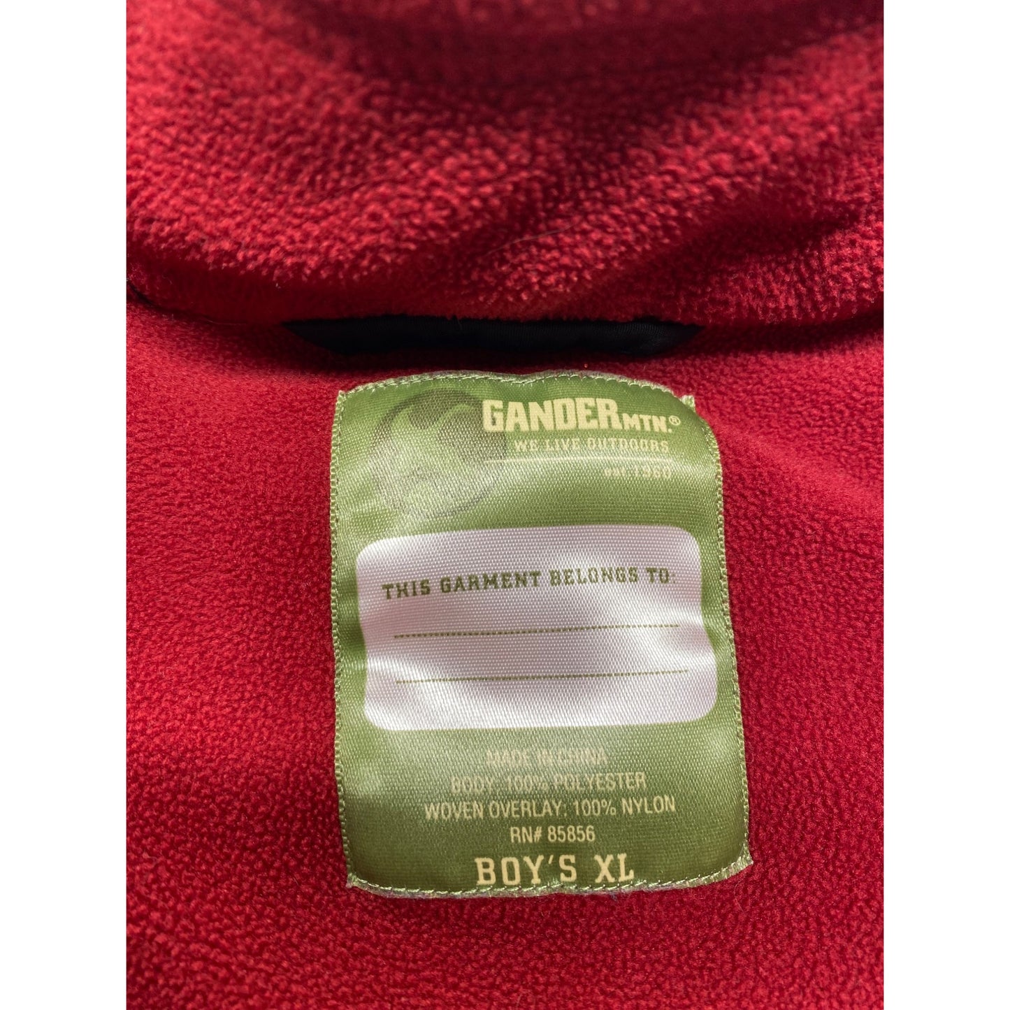 Gander Mtn Boys XL Red Fleece Jacket With Black Nylon Accents & Full Zip #7138