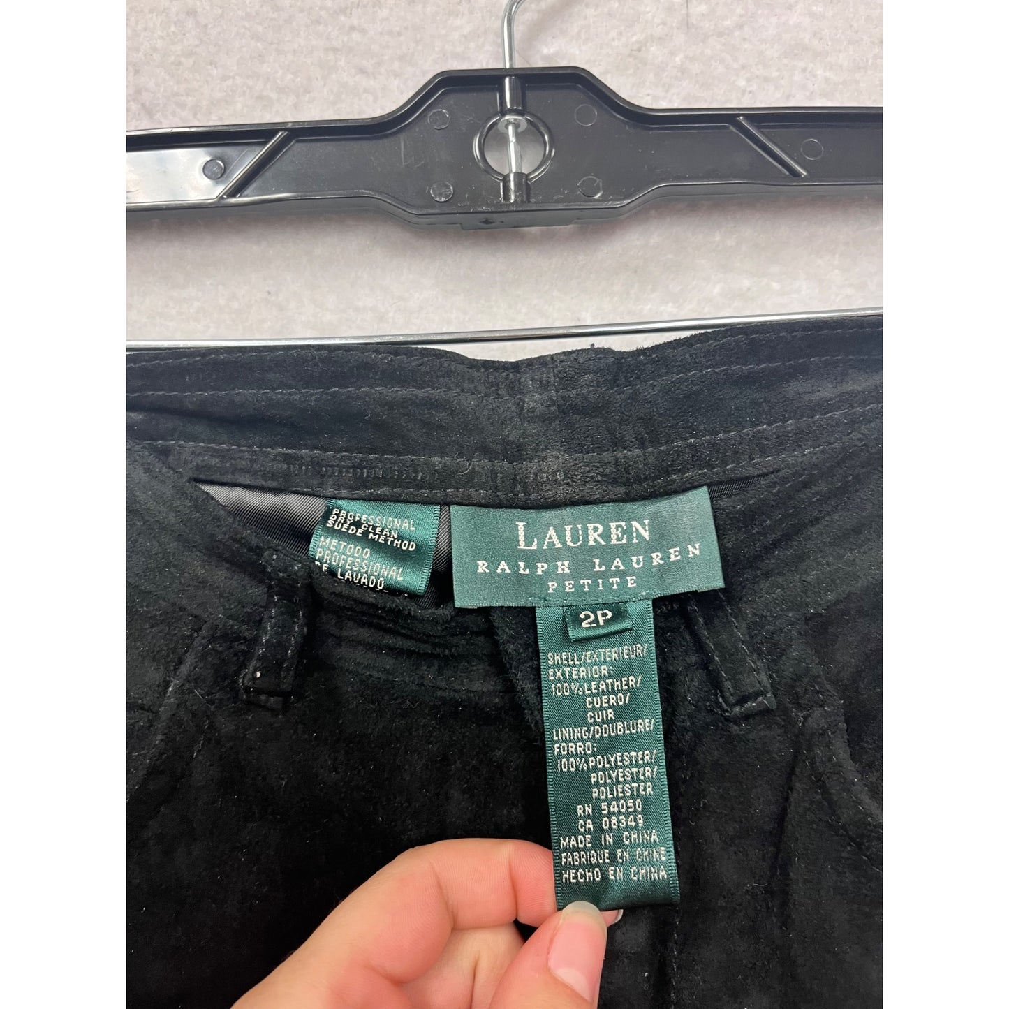 Lauren Ralph Lauren Petite 2P Black Faux Suede Pants #819A