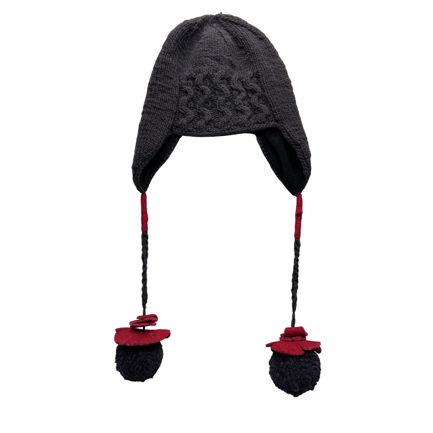 Handmade Samomaya Wool Earflap Hat With Braided Tassels #7548