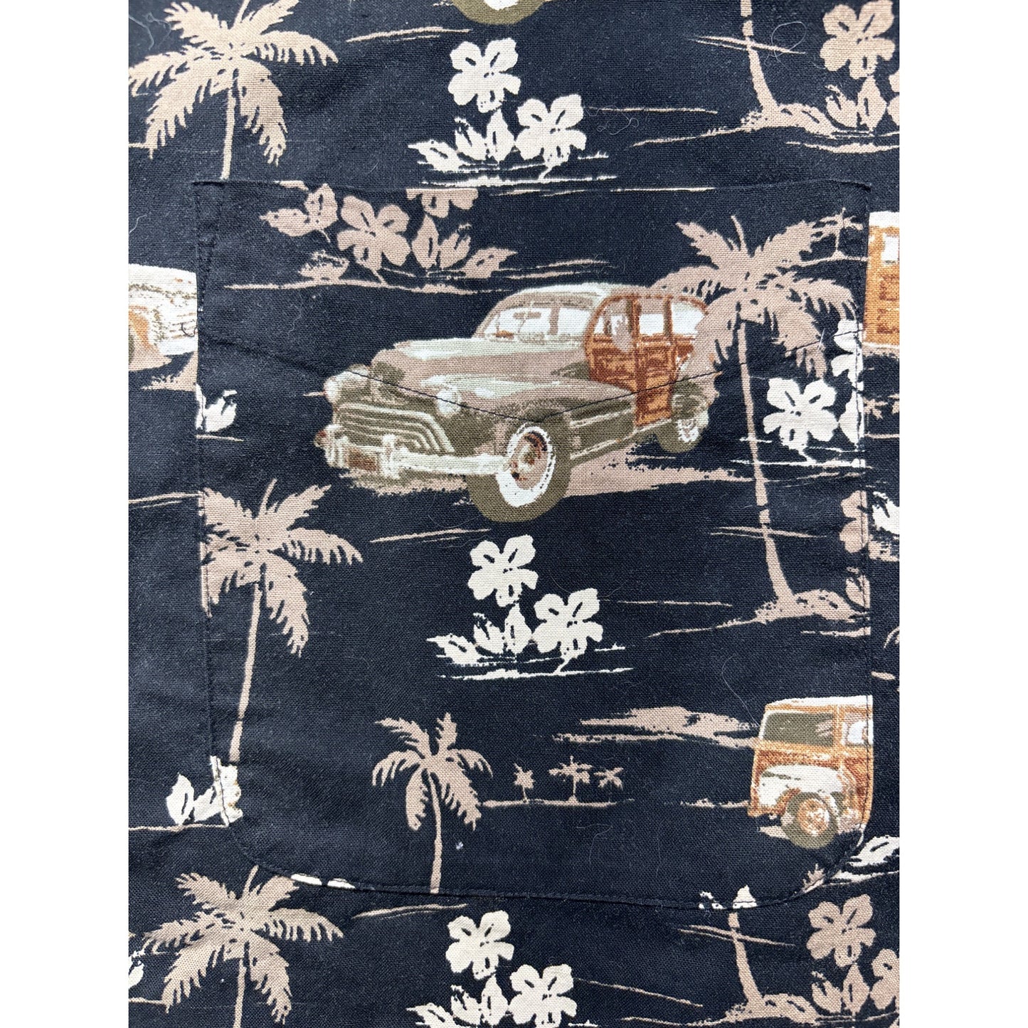 Puritan Mens 2XL Black Hawaiian Short-Sleeve Shirt 100% Cotton #6384