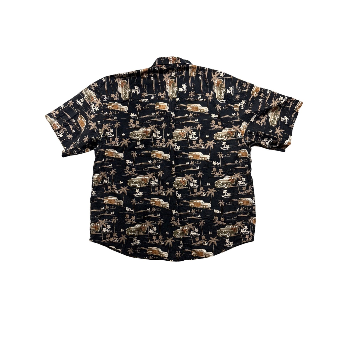 Puritan Mens 2XL Black Hawaiian Short-Sleeve Shirt 100% Cotton #6384