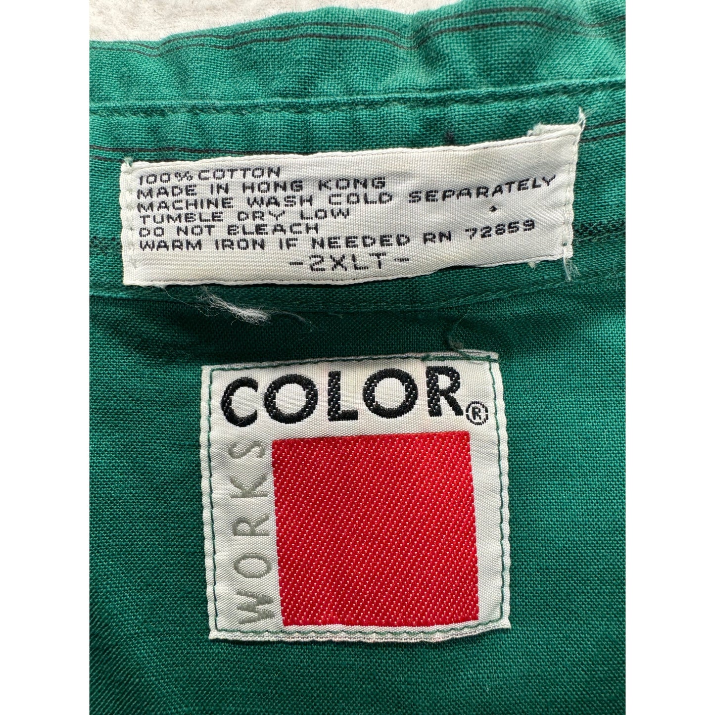VTGColor Works 2XLT Green Cotton Button-Up Shirt #9066