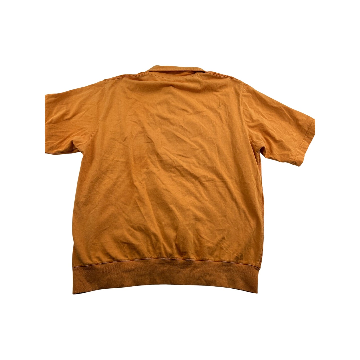 Haband Casual Joe Orange Short Sleeve Polo Shirt With Textured Panels & Button Pockets #6481