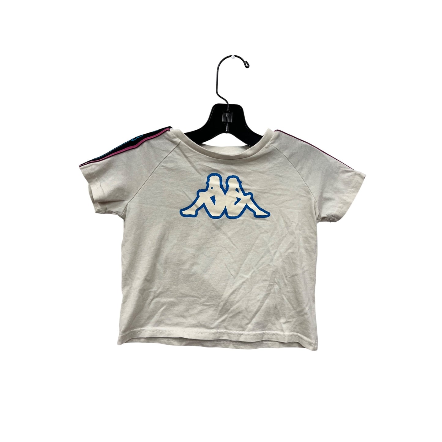 Kappa Girls 3T White Short Sleeve T-Shirt With Logo & Shoulder Stripe Detail #6936