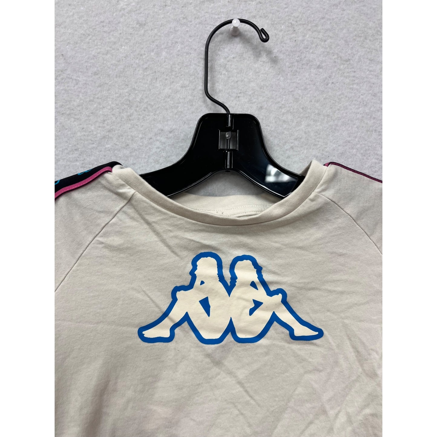 Kappa Girls 3T White Short Sleeve T-Shirt With Logo & Shoulder Stripe Detail #6936