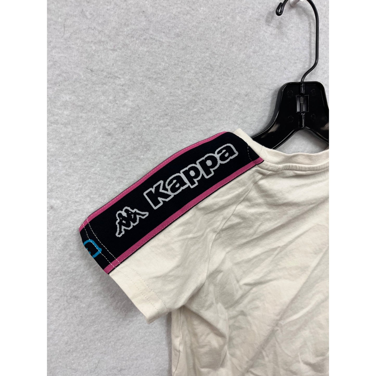 Kappa Girls 3T White Short Sleeve T-Shirt With Logo & Shoulder Stripe Detail #6936