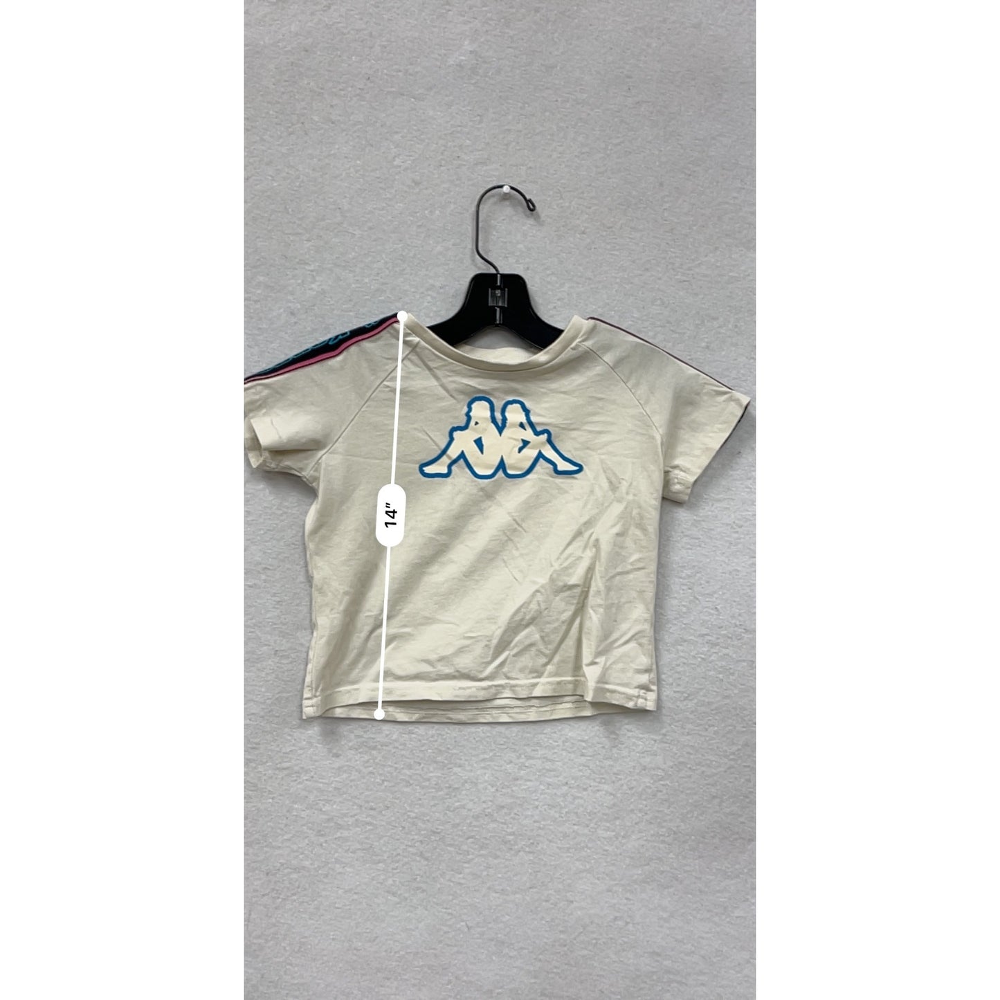 Kappa Girls 3T White Short Sleeve T-Shirt With Logo & Shoulder Stripe Detail #6936