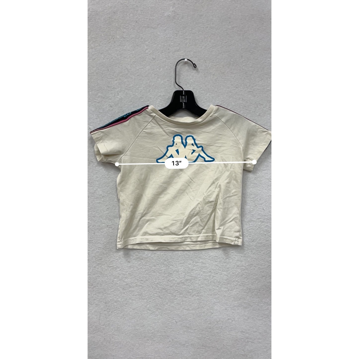 Kappa Girls 3T White Short Sleeve T-Shirt With Logo & Shoulder Stripe Detail #6936