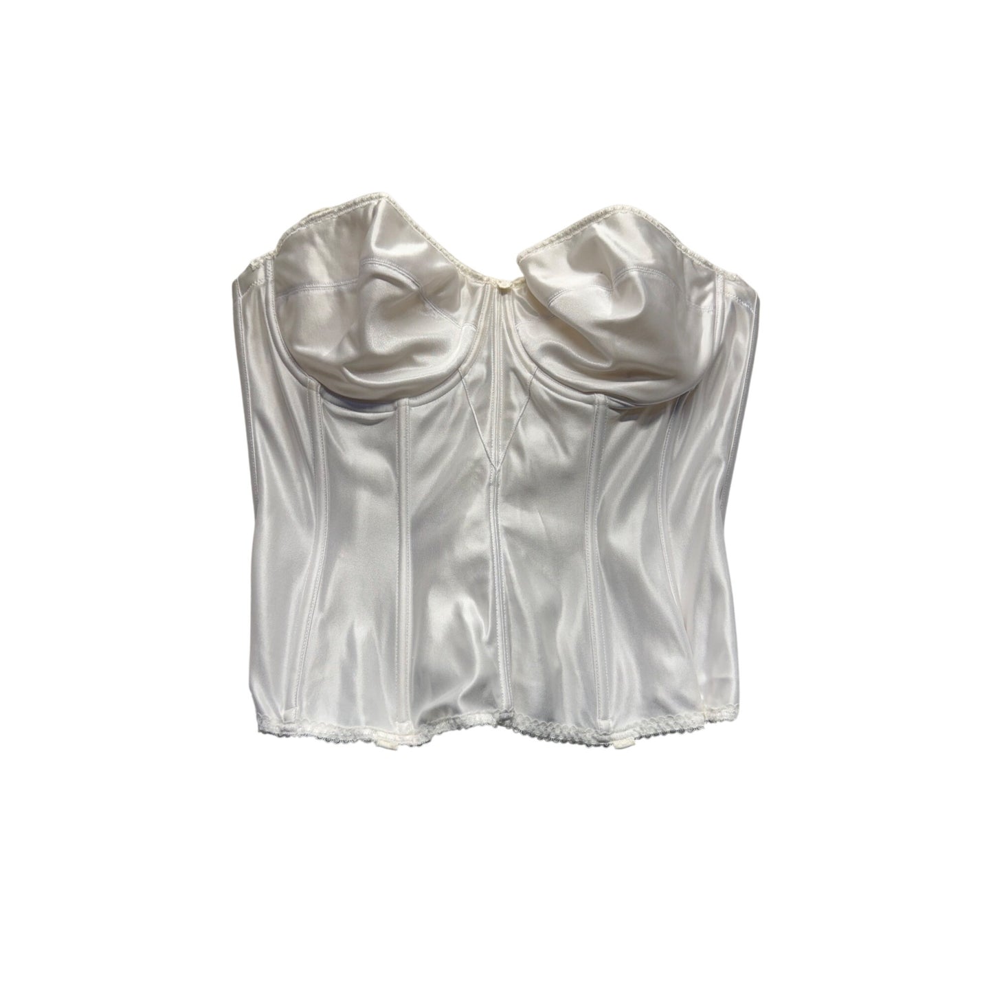 Dominique Womens Satin Strapless Corset Bustier Size 40D White #7994