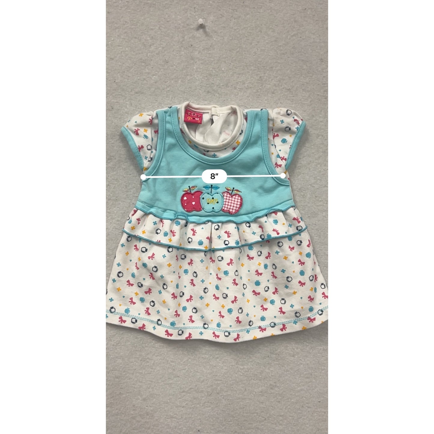 Baby Piu 3M Cotton Dress With Apple Embroidery #8604