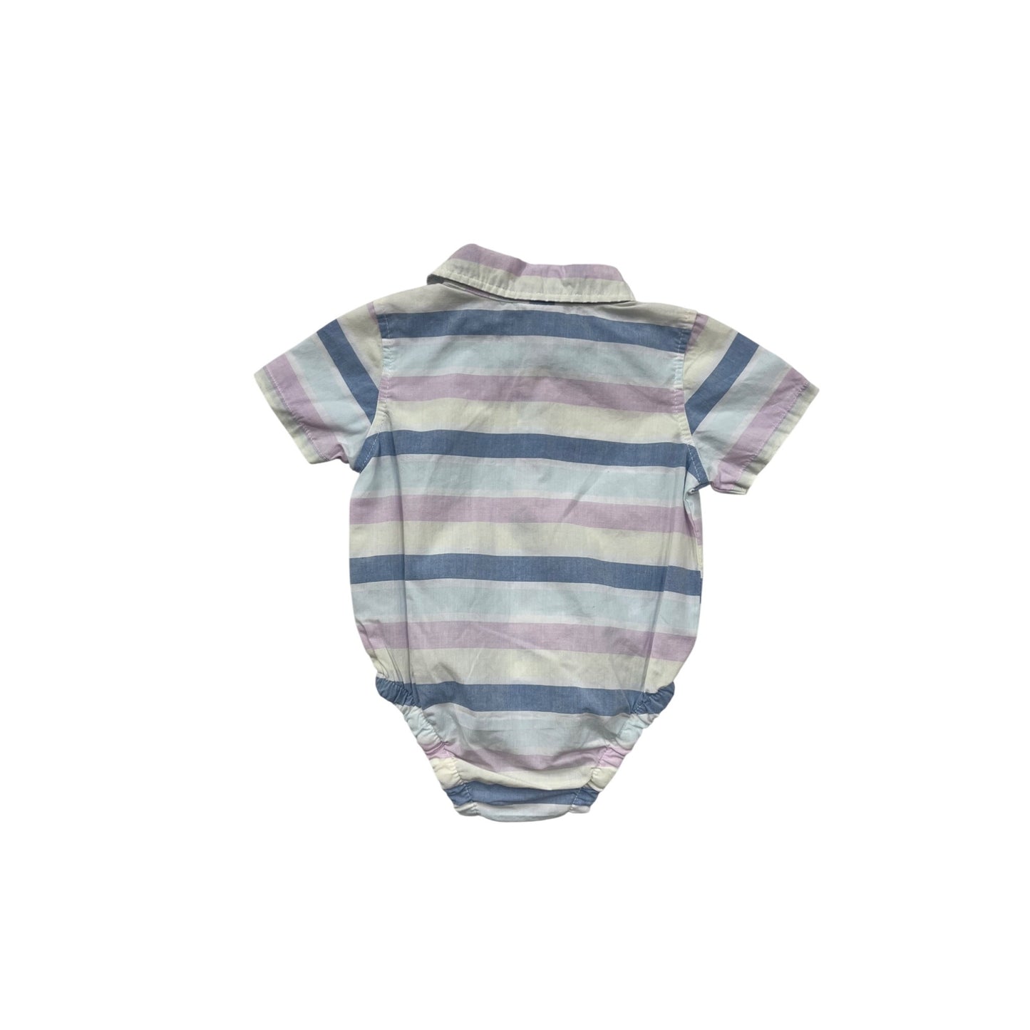 Striped Baby Boy Button-Up Bodysuit 9M By Landn Sea #6664