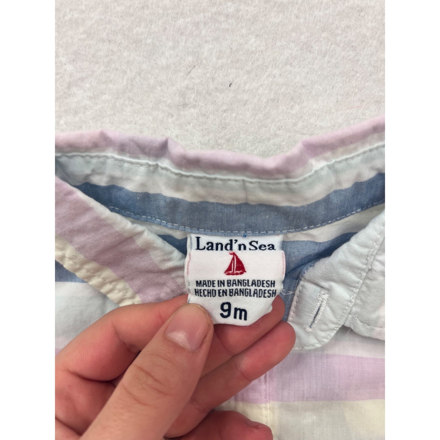 Striped Baby Boy Button-Up Bodysuit 9M By Landn Sea #6664