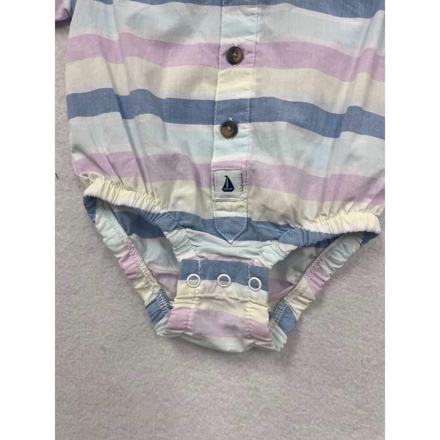 Striped Baby Boy Button-Up Bodysuit 9M By Landn Sea #6664
