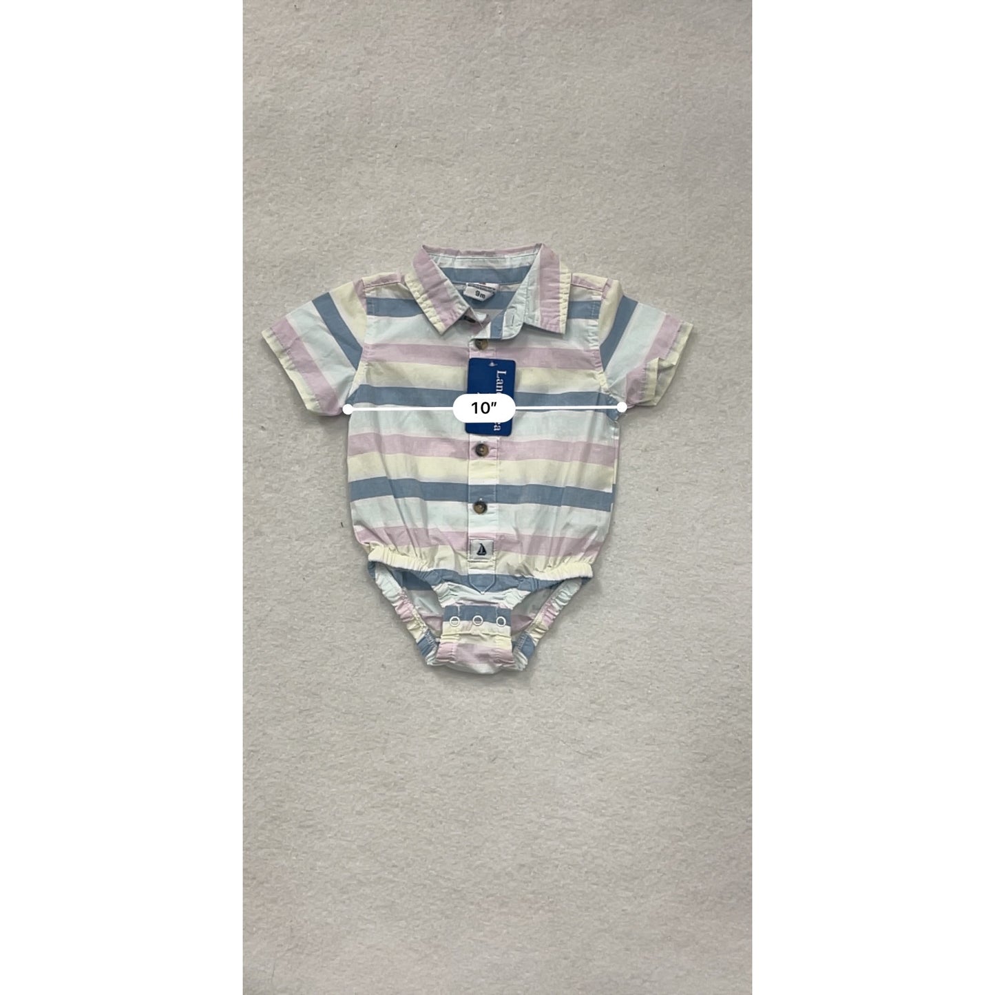 Striped Baby Boy Button-Up Bodysuit 9M By Landn Sea #6664