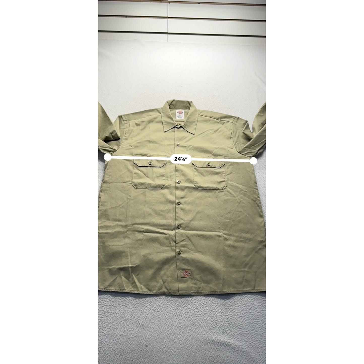 Dickies Long Sleeve Button-Up Shirt L Durable Workwear #9123