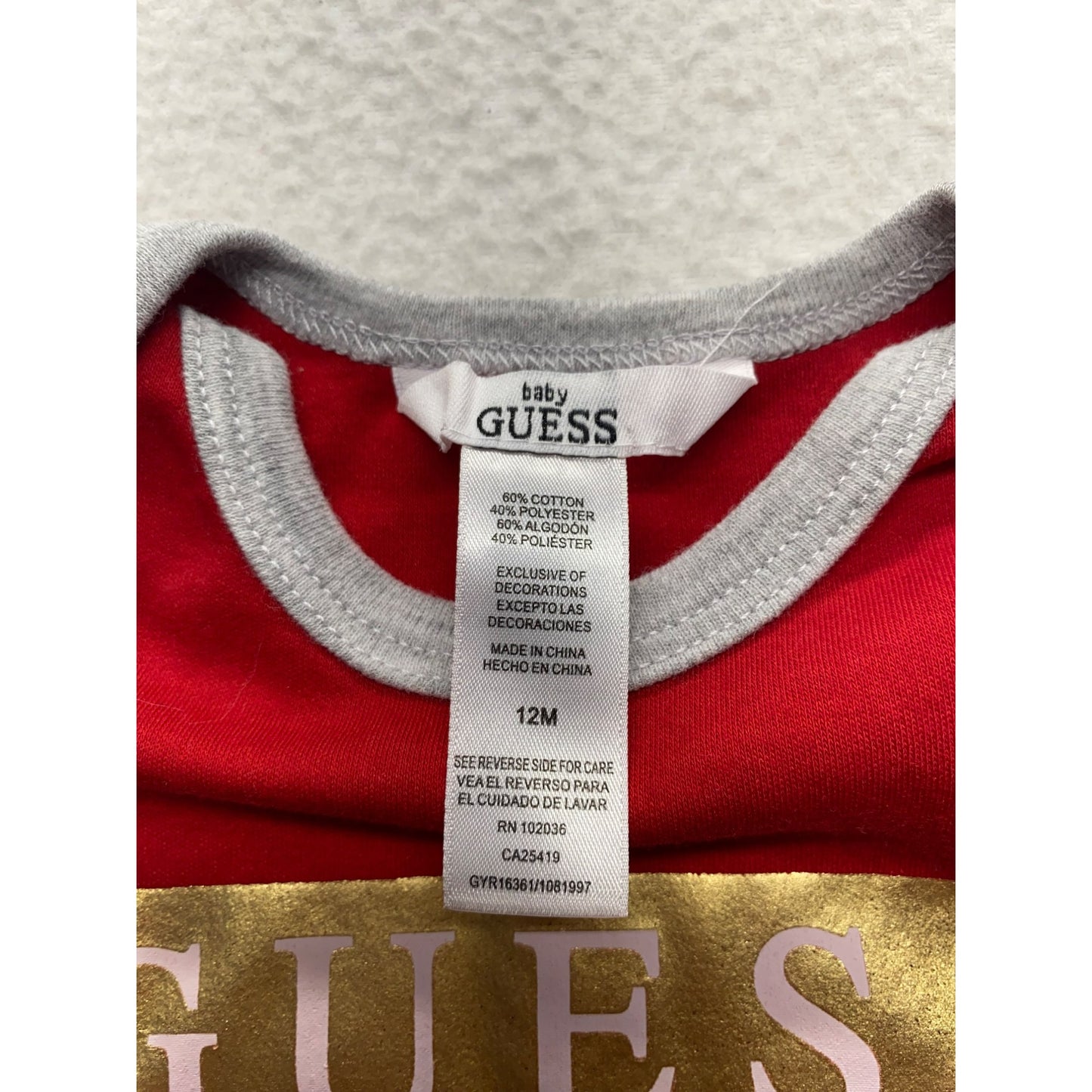 Baby Guess Red & Gold Logo Romper #5875