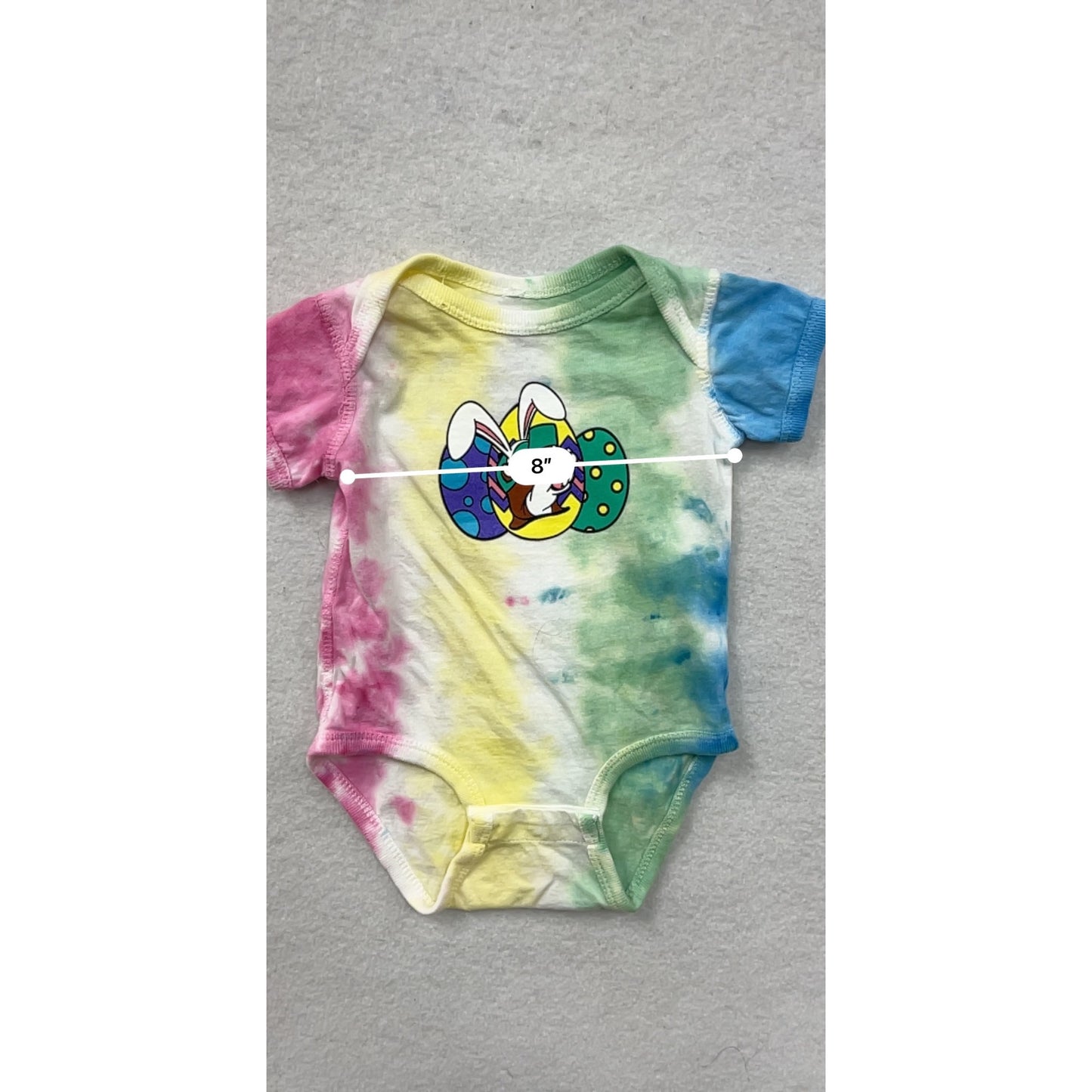 Buc-ees Baby Tie-Dye Romper With Bunny Graphic 6M #8156