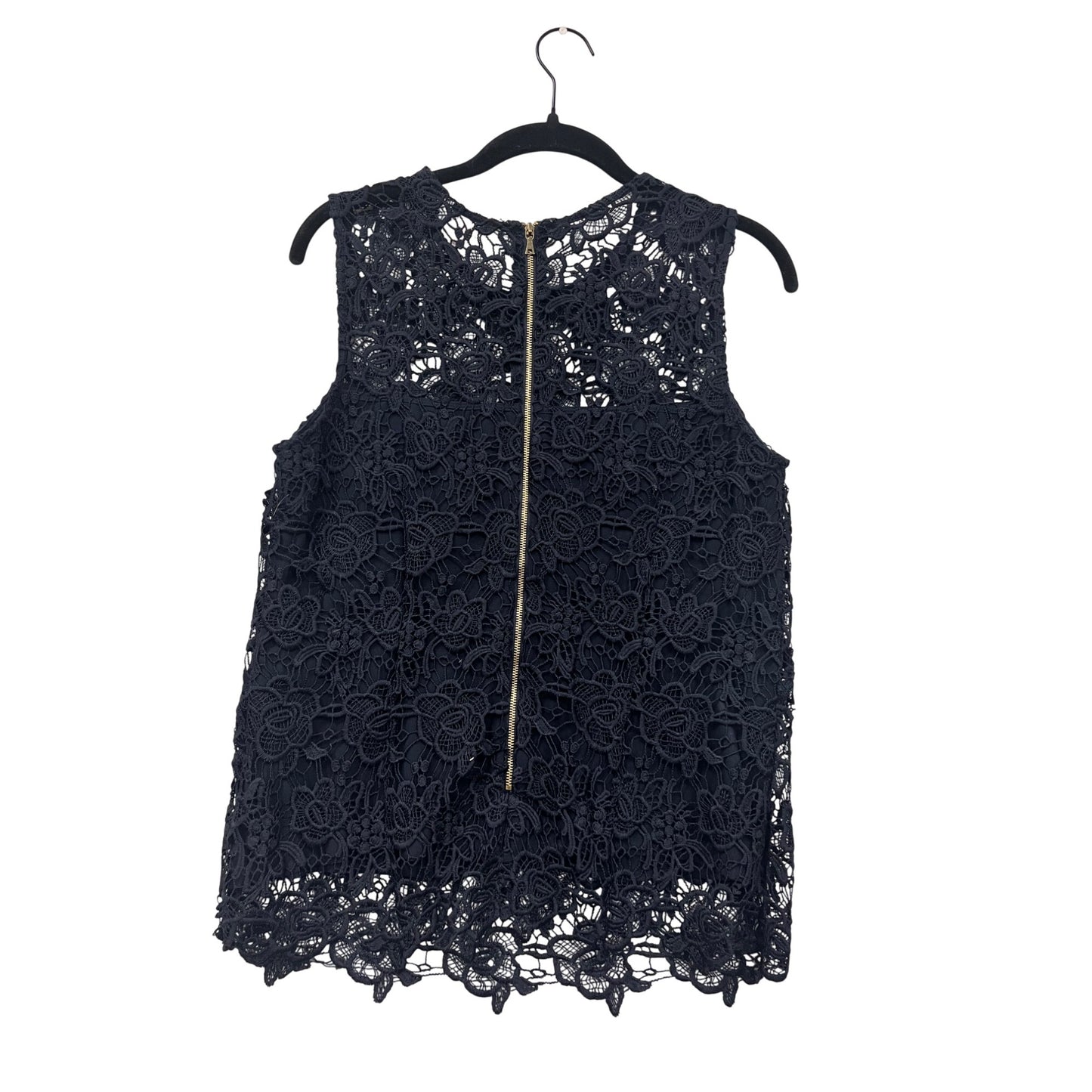 Nanette Lepore Womens Navy Floral Lace Sleeveless Top With Back Zipper Small #6625