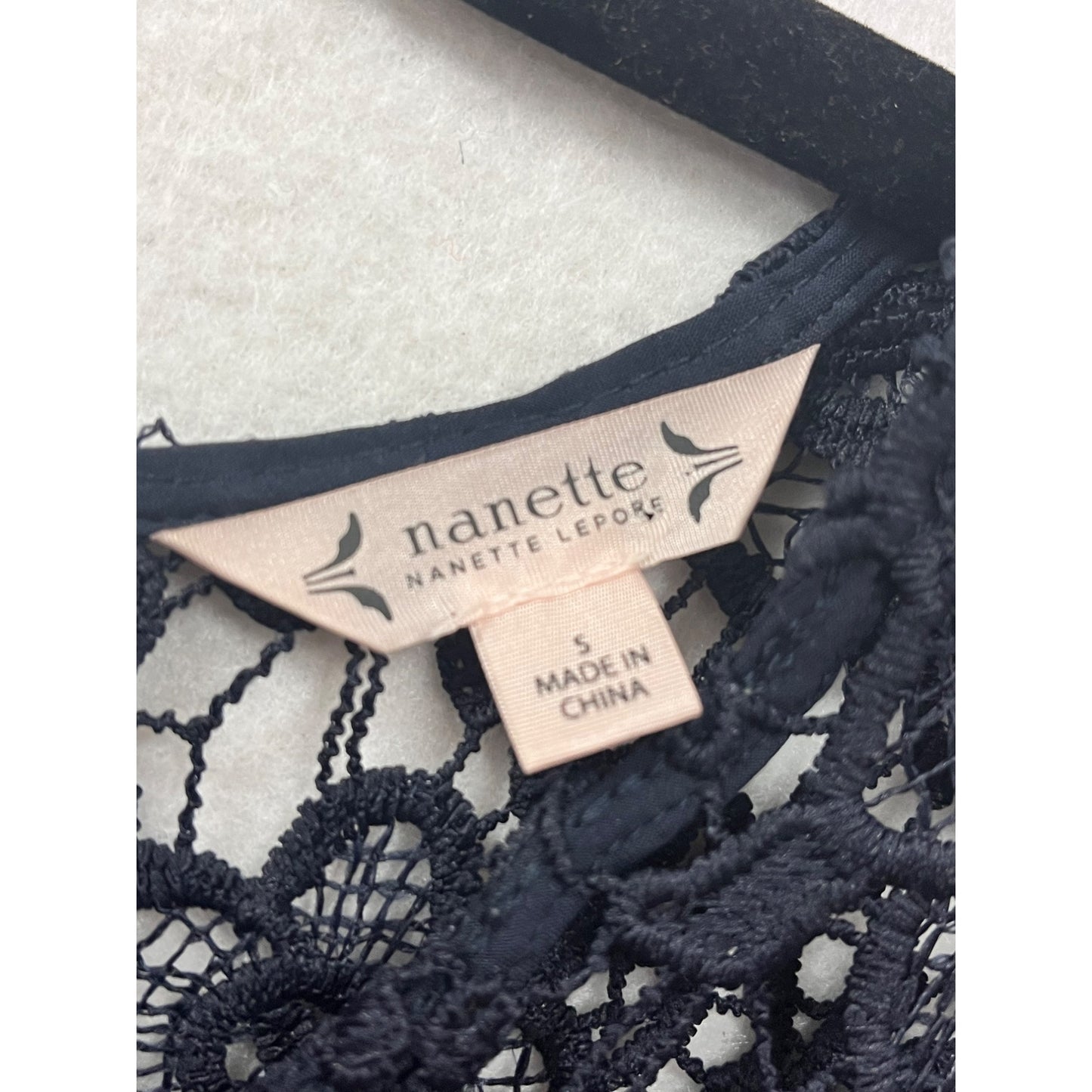 Nanette Lepore Womens Navy Floral Lace Sleeveless Top With Back Zipper Small #6625