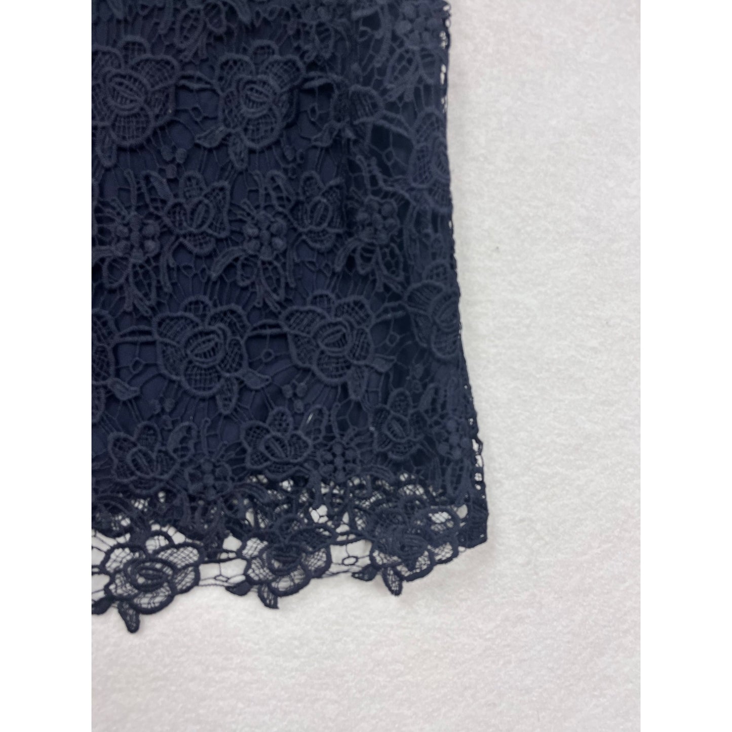 Nanette Lepore Womens Navy Floral Lace Sleeveless Top With Back Zipper Small #6625