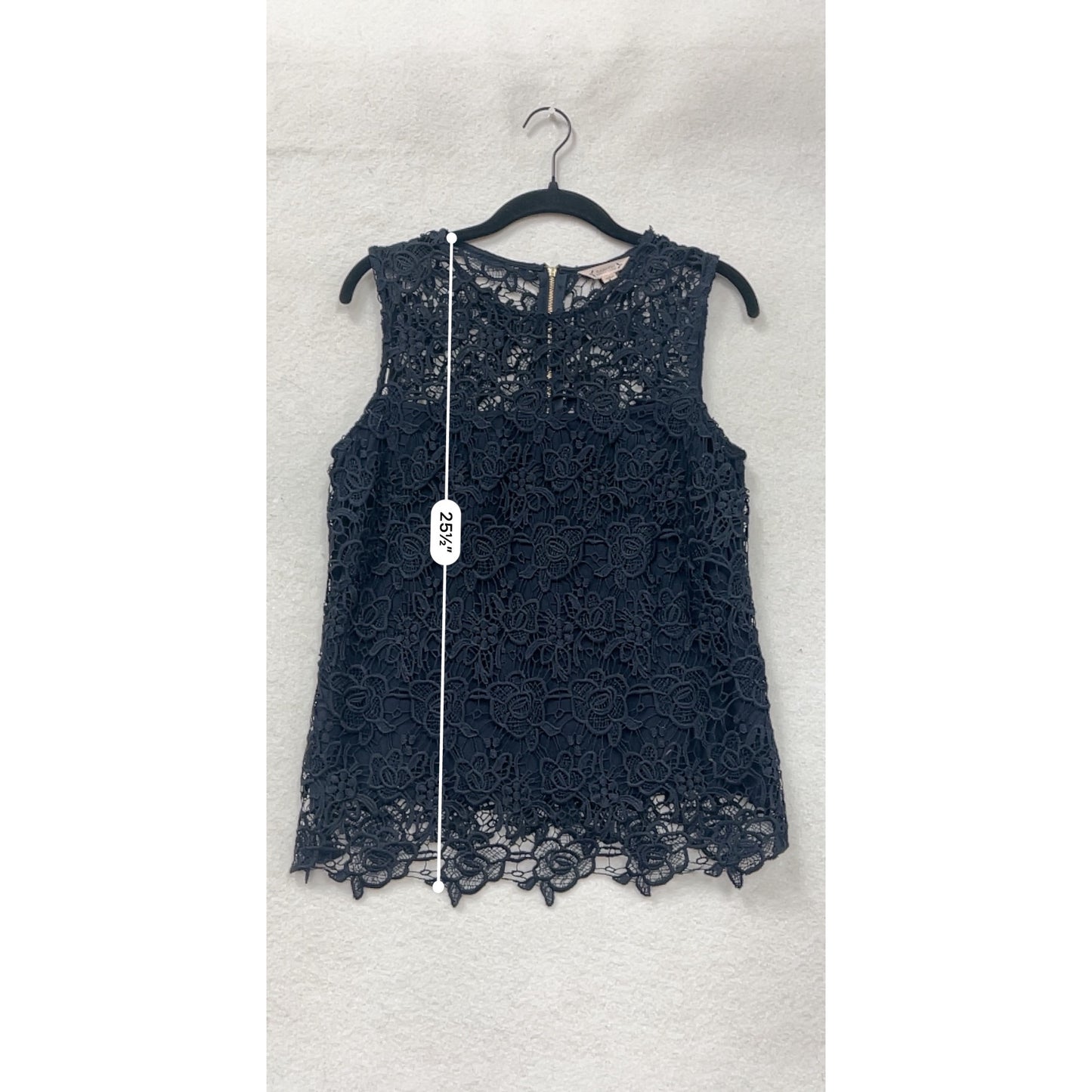 Nanette Lepore Womens Navy Floral Lace Sleeveless Top With Back Zipper Small #6625