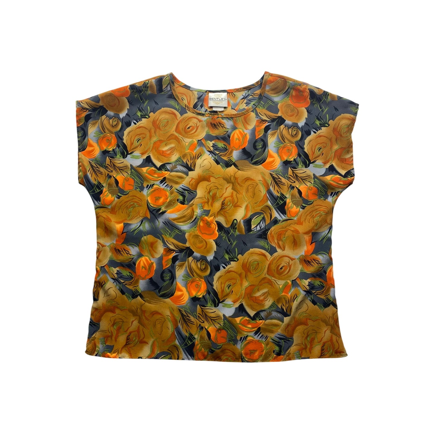 Vintage Bentley Womens Floral Short Sleeve Top #5895