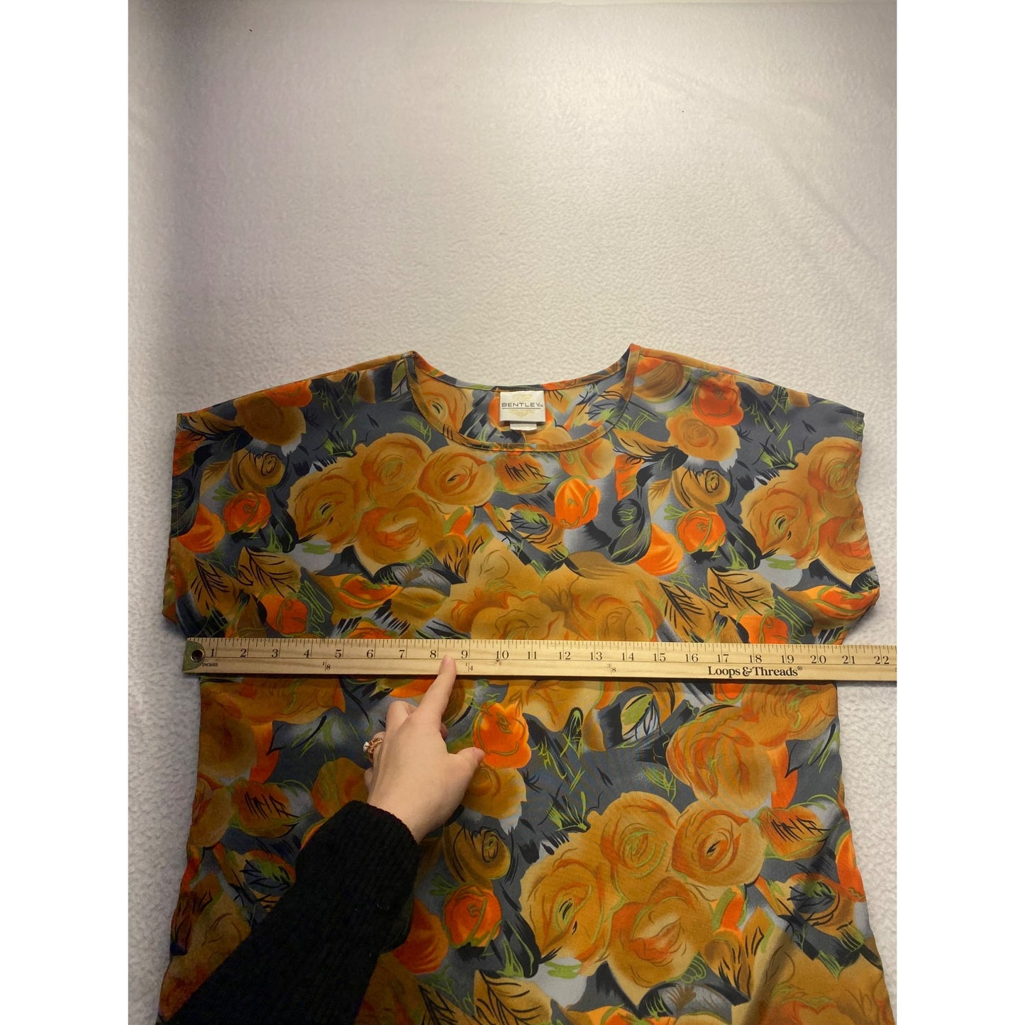 Vintage Bentley Womens Floral Short Sleeve Top #5895