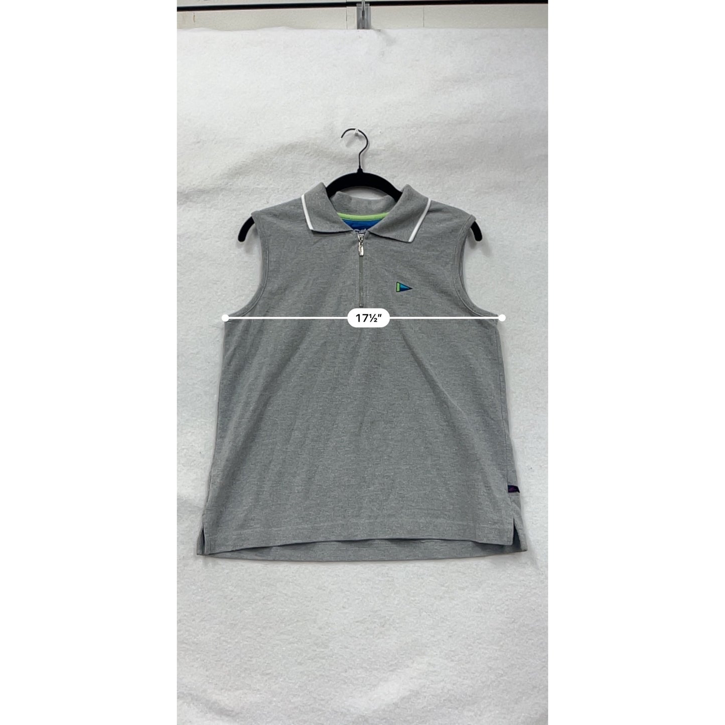 Sleeveless Gray Polo Shirt Womens Size 9 Catalina Collared Zip Front #6776