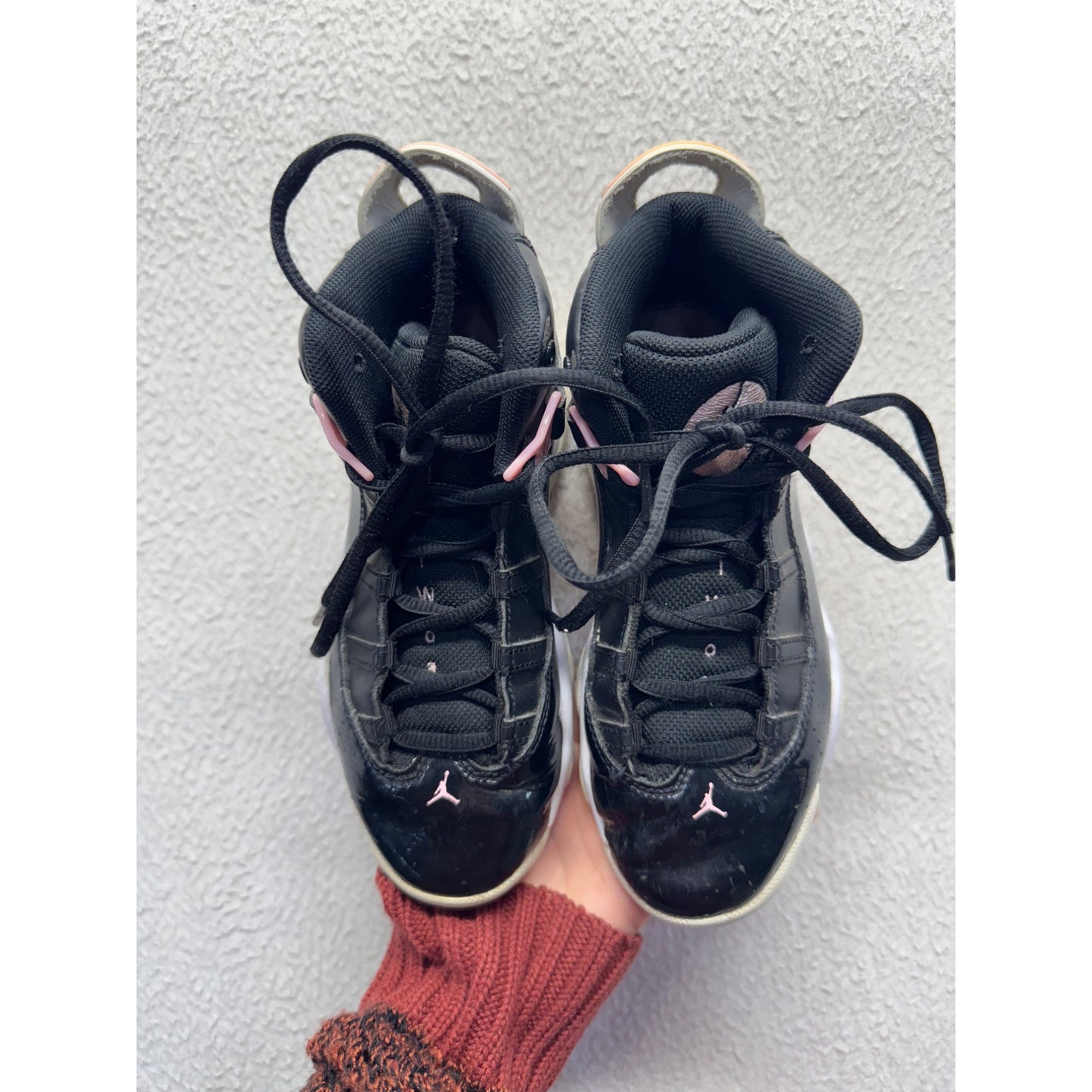 Nike Air Jordan Retro 6 Rings GS Black/Pink Basketball Shoes Size 1Y #338B