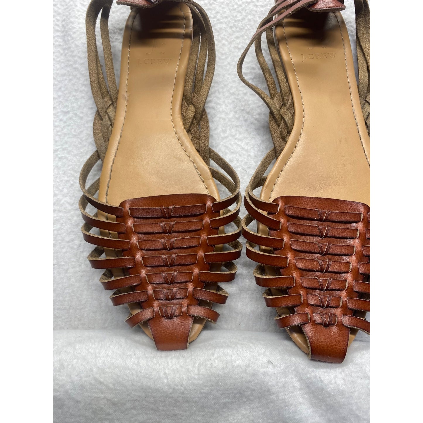J. Crew Womens Tan & Brown Strappy Leather Sandals #7304