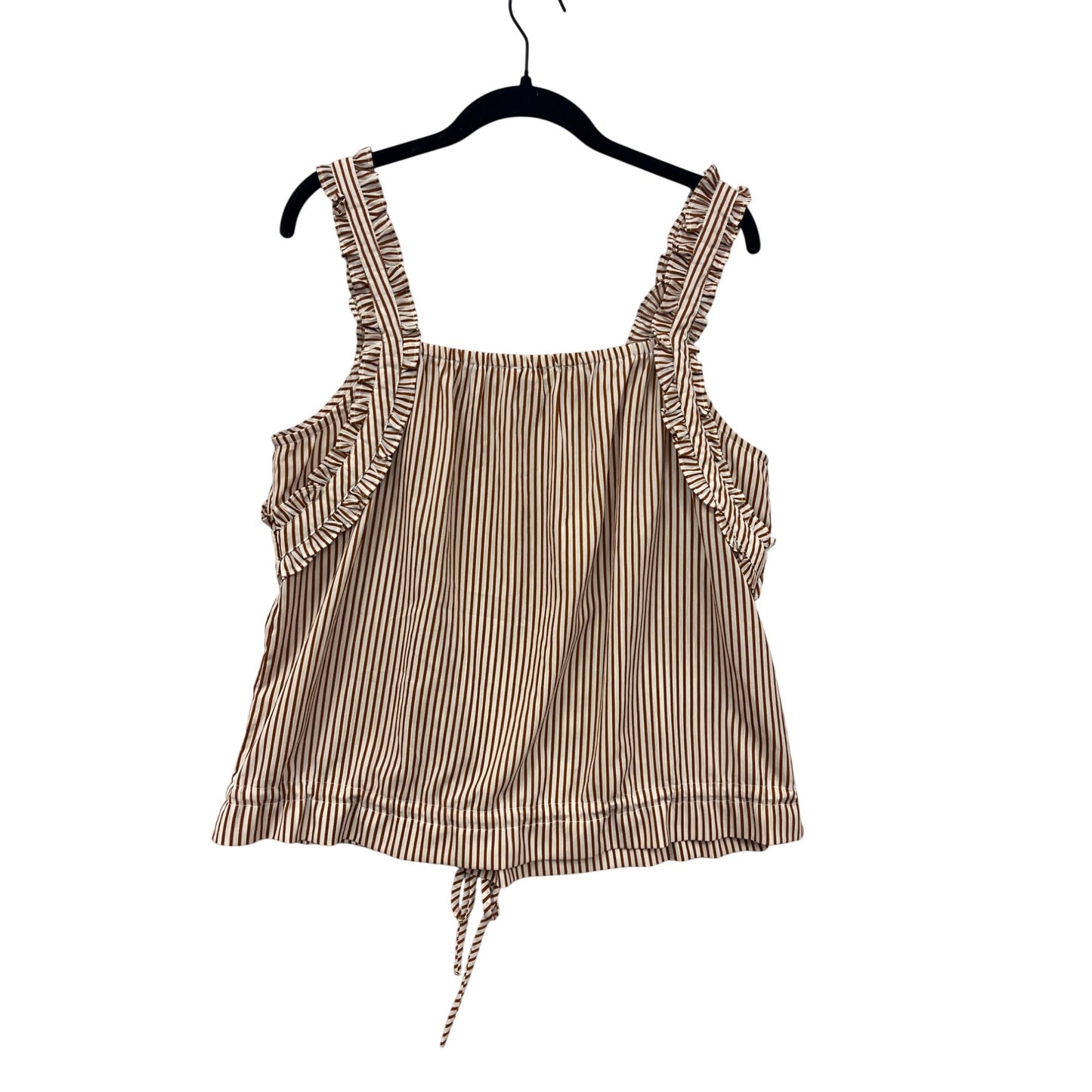 Hem & Thread Womens Large Striped Ruffle Sleeveless Top #6342
