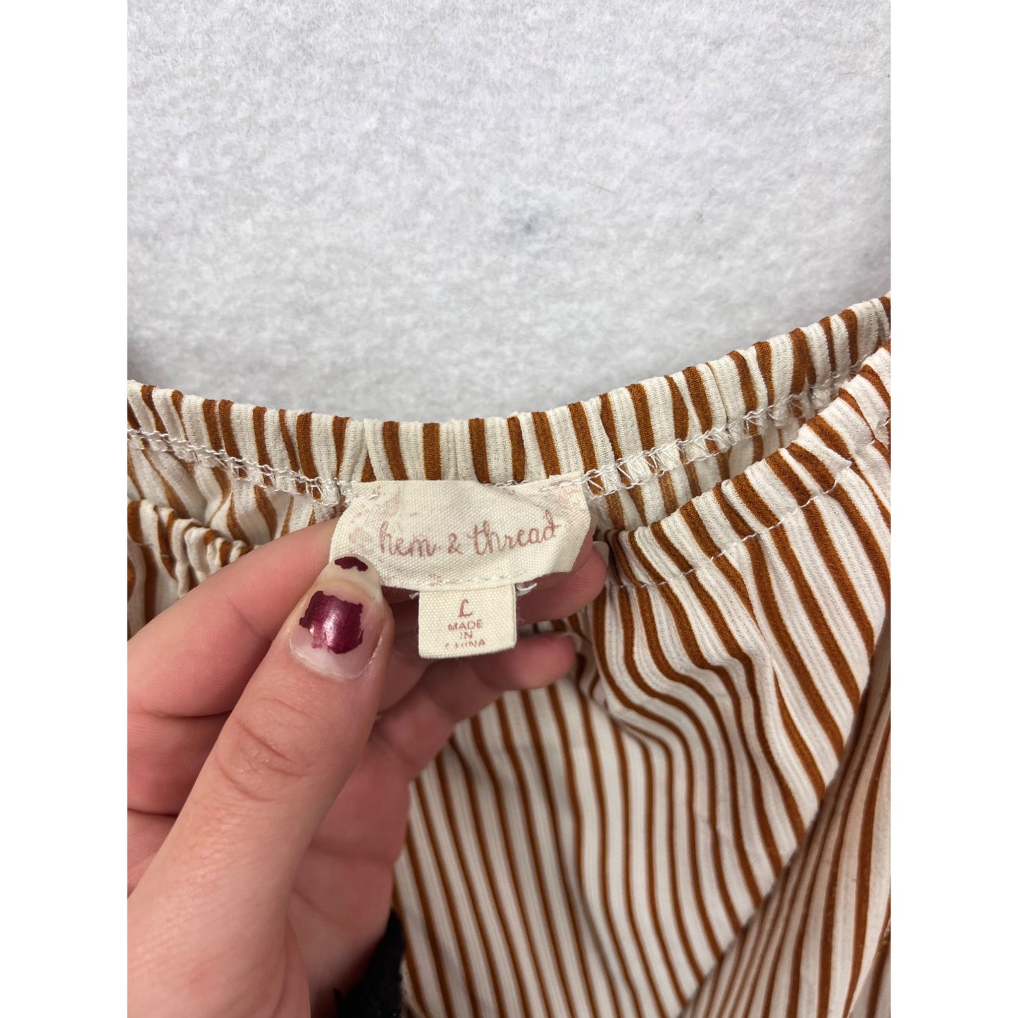 Hem & Thread Womens Large Striped Ruffle Sleeveless Top #6342