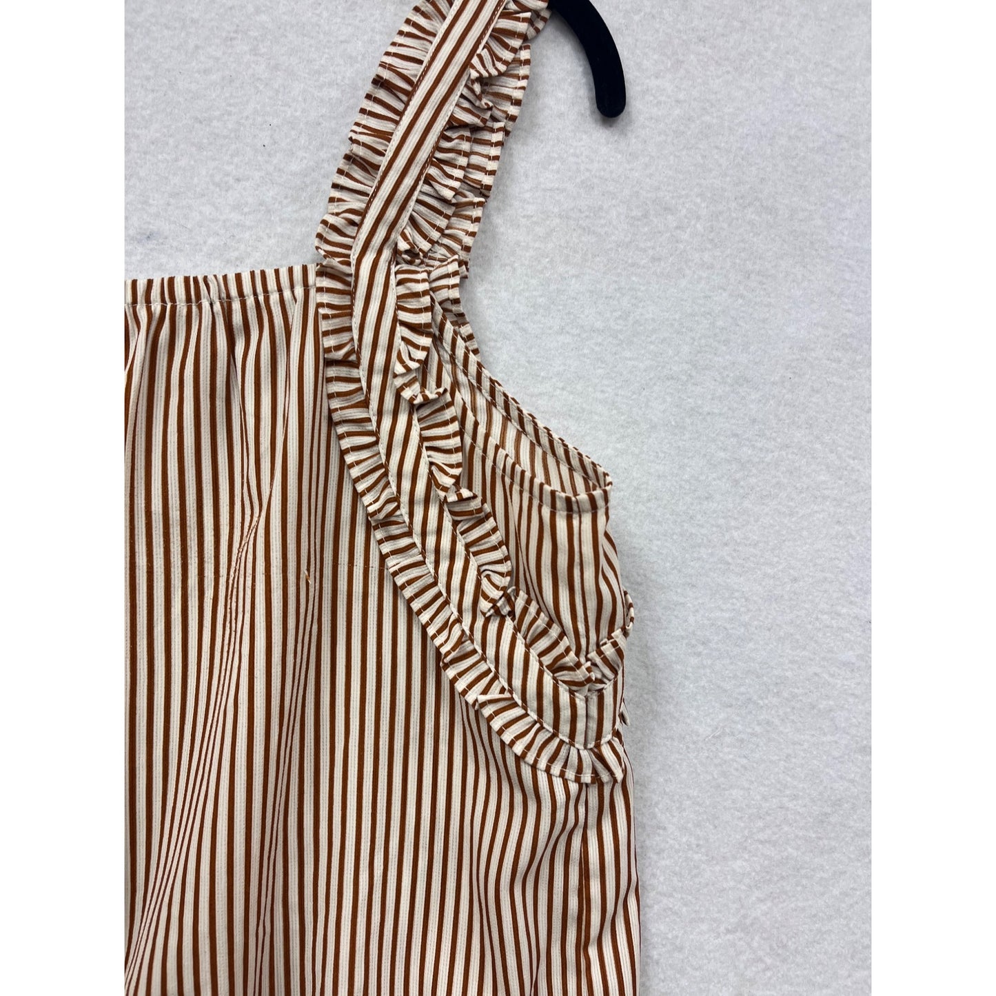 Hem & Thread Womens Large Striped Ruffle Sleeveless Top #6342