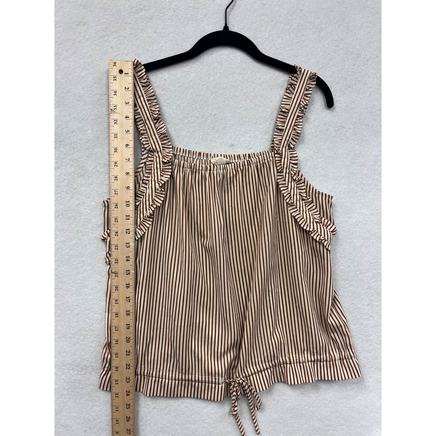 Hem & Thread Womens Large Striped Ruffle Sleeveless Top #6342