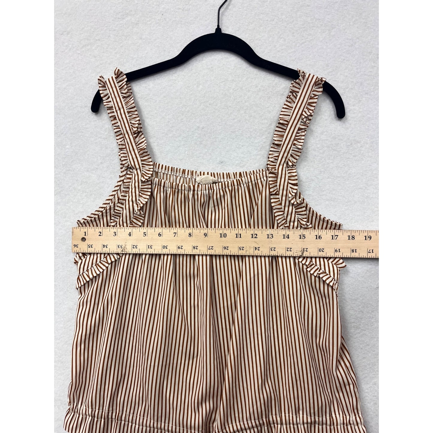 Hem & Thread Womens Large Striped Ruffle Sleeveless Top #6342