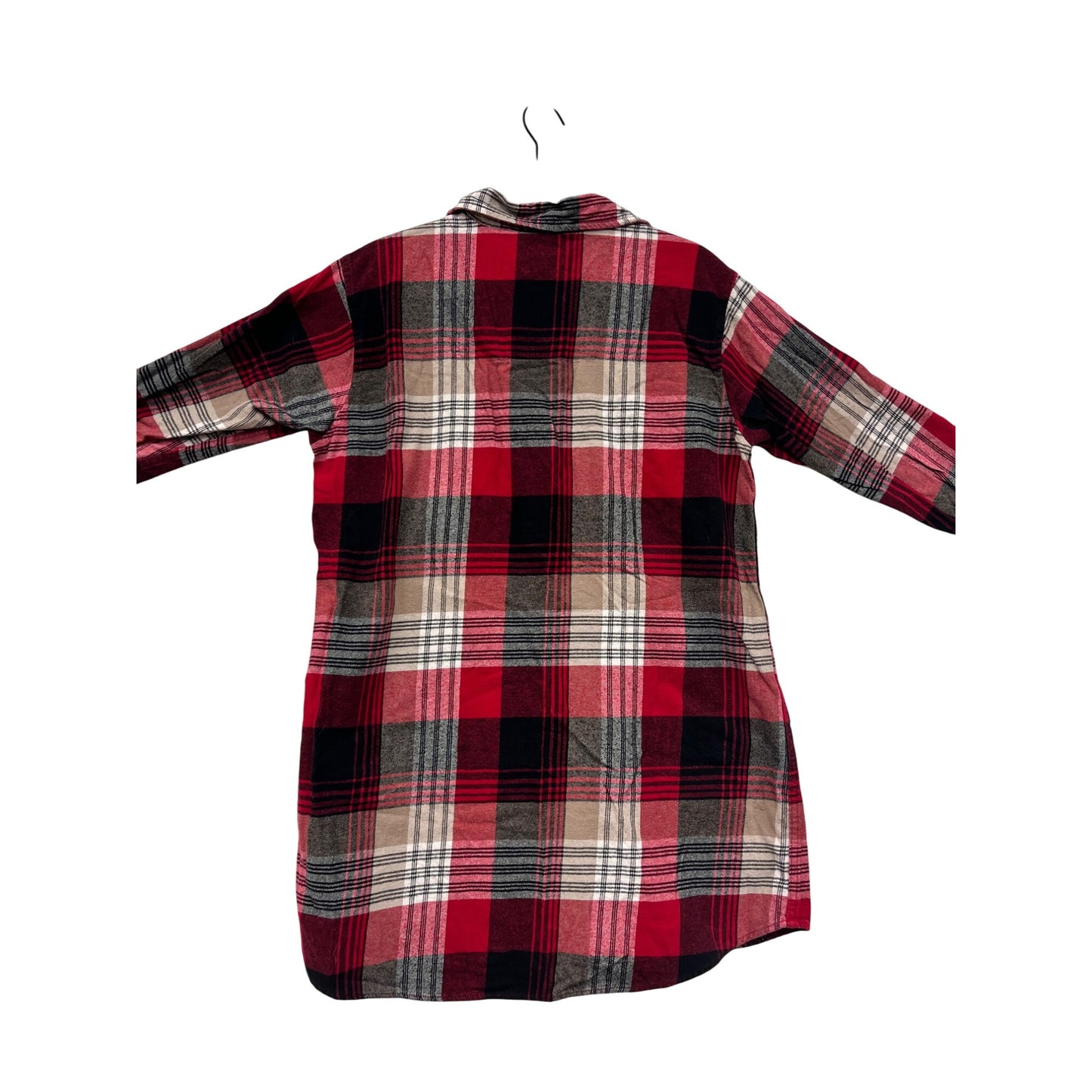 Lazy One Womens Red Plaid Flannel Nightshirt With Moose Pocket Embroidery #6083