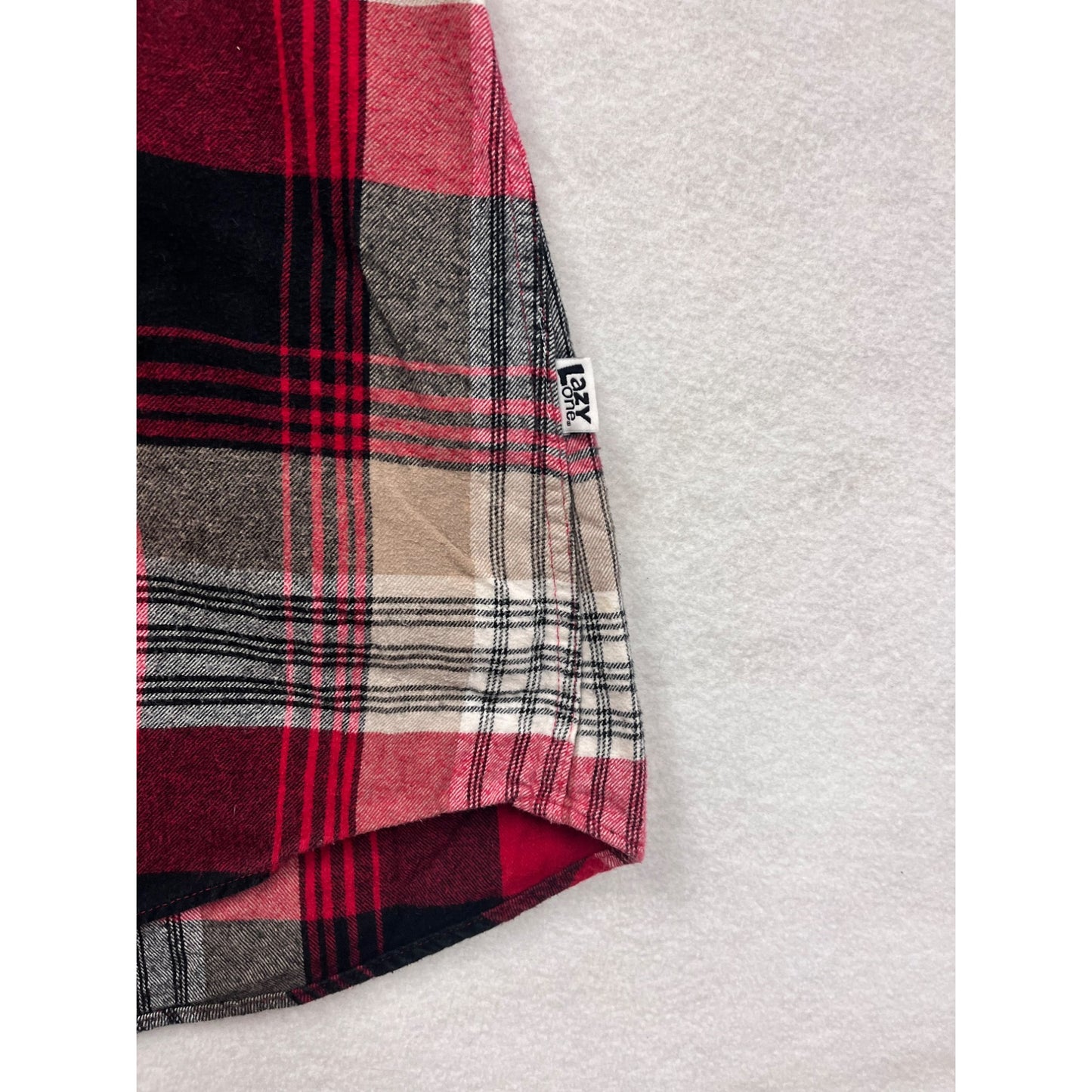 Lazy One Womens Red Plaid Flannel Nightshirt With Moose Pocket Embroidery #6083