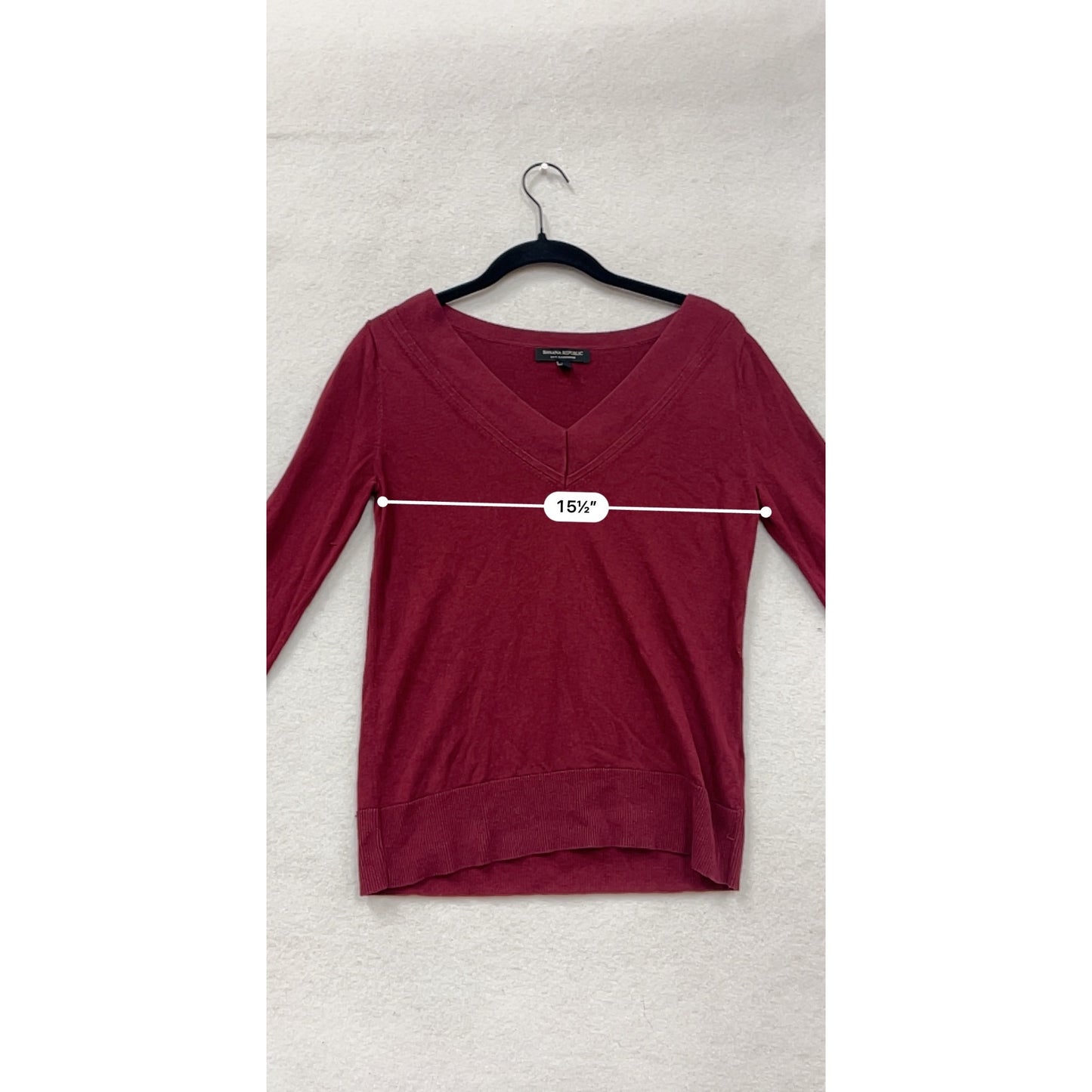 Banana Republic XS Burgundy V-Neck Long Sleeve Silk Cashmere Sweater #8859
