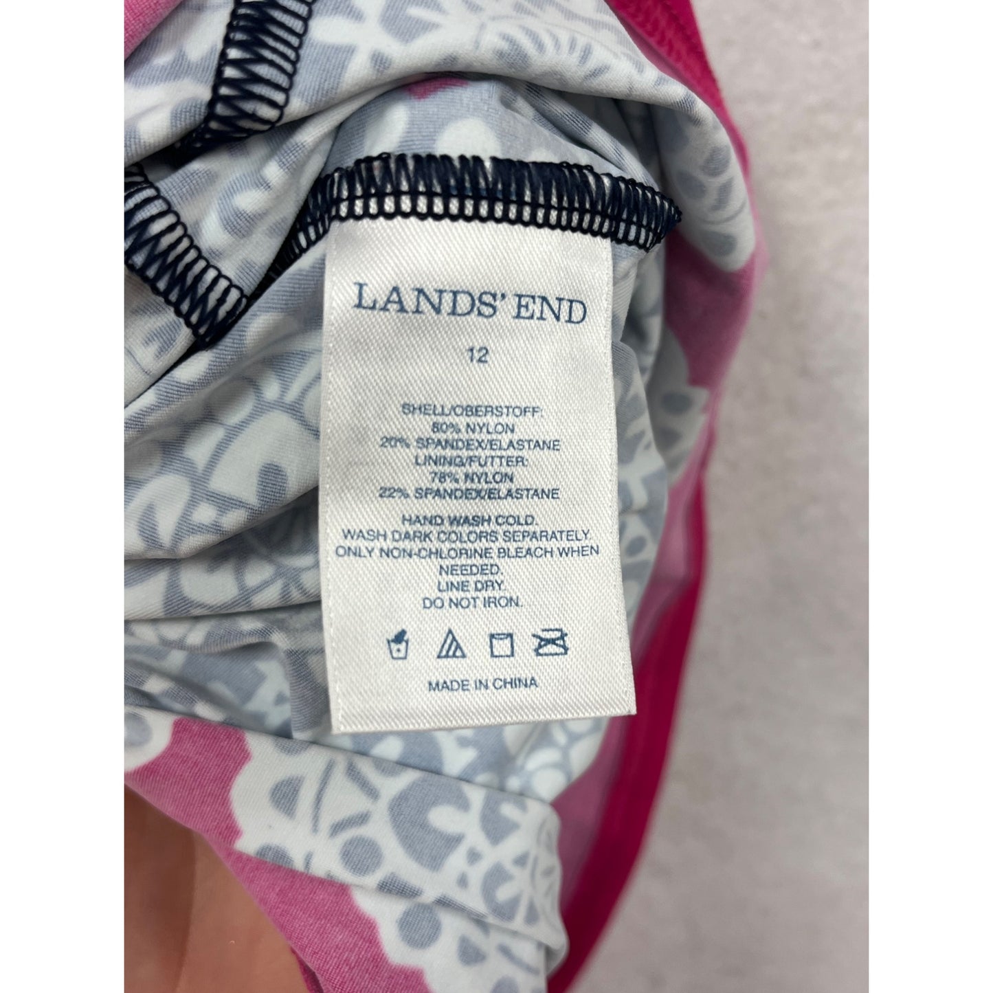 Womens Lands End Patterned Tankini Swim Top Size 12 #9A