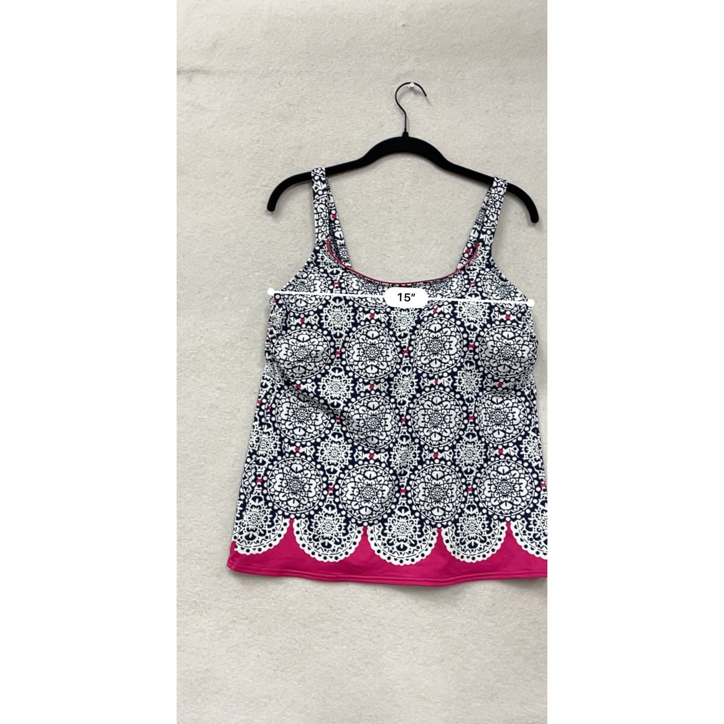 Womens Lands End Patterned Tankini Swim Top Size 12 #9A