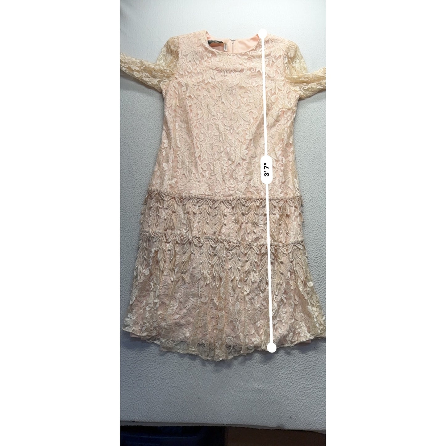 Vintage Blush Lace Tiered Cocktail Dress By Jill Richards Designs #9573
